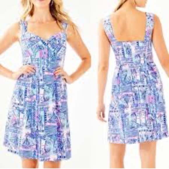 Lilly Pulitzer Cyndi Dress in Whisper Blue Yeah Bouy Size 2 - Picture 10 of 15